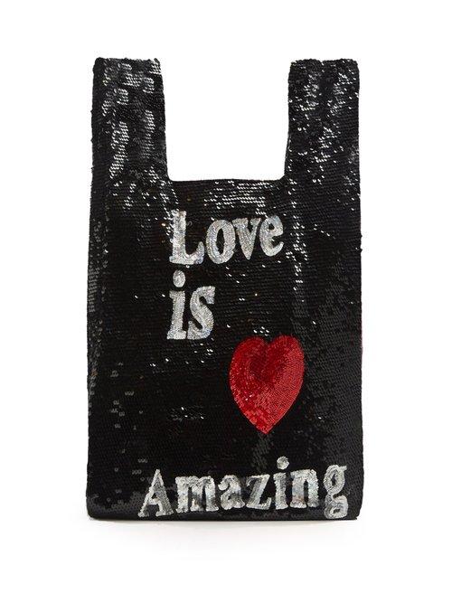 Matchesfashion.com Ashish - Love Is Amazing Sequin Embellished Bag - Womens - Black Multi