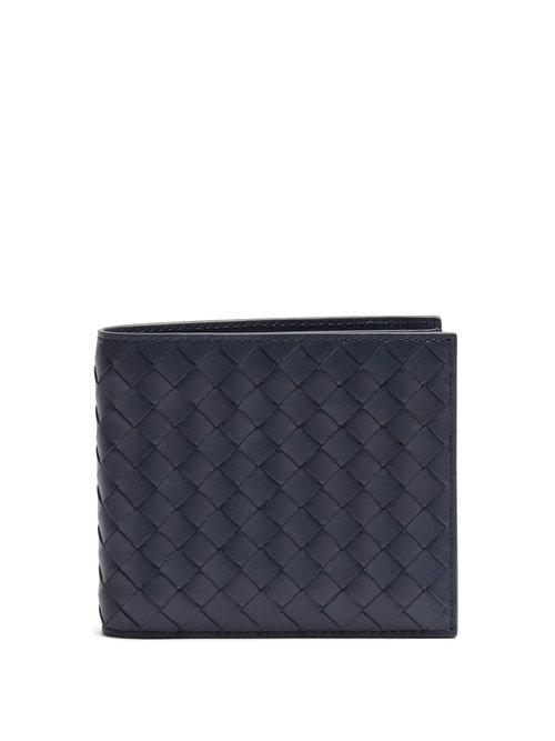 Matchesfashion.com Bottega Veneta - Intrecciato Bi Fold Leather Wallet - Mens - Denim