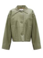 Matchesfashion.com Stand Studio - Mya Boxy Studded Leather Jacket - Womens - Khaki