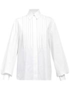 Matchesfashion.com Alexandre Vauthier - Crystal-embellished Pleated Bib Shirt - Womens - White