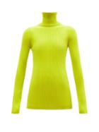 Ladies Rtw Vetements - Logo-tab Roll-neck Wool-blend Sweater - Womens - Yellow
