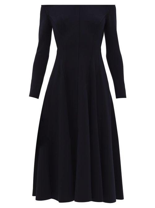 Matchesfashion.com Norma Kamali - Grace Off-the-shoulder Jersey Dress - Womens - Navy