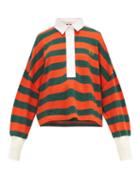 Matchesfashion.com Loewe - Striped Cotton Knit Polo Top - Womens - Orange Multi