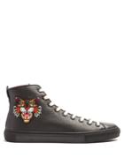 Gucci Embroidered High-top Leather Trainers