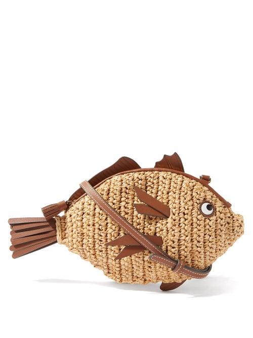 Anya Hindmarch - Fish Raffia Cross-body Bag - Womens - Beige
