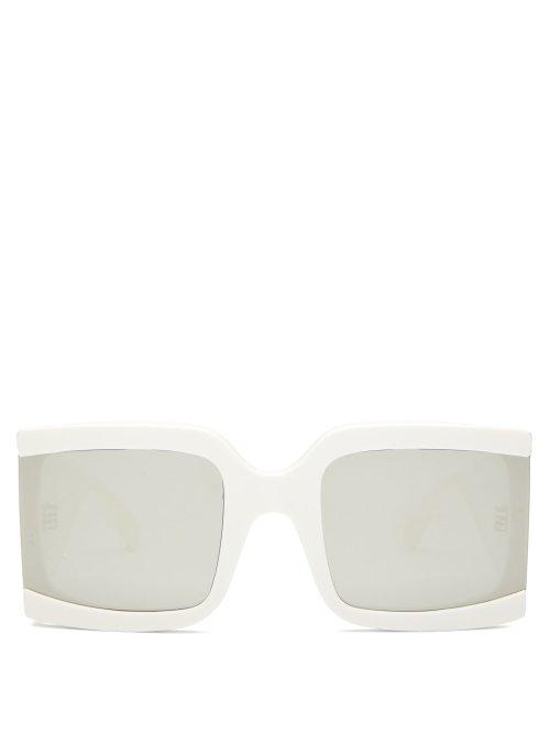 Matchesfashion.com Celine Eyewear - Oversized Reflective Acetate Sunglasses - Womens - Ivory
