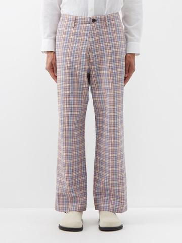 Itoh - Check-cotton Relaxed-leg Trousers - Mens - Multi
