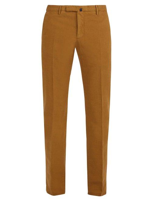 Matchesfashion.com Incotex - Slim Leg Cotton Blend Chino Trousers - Mens - Mustard