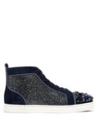 Matchesfashion.com Christian Louboutin - Lou Mix Spiked Suede High Top Trainers - Mens - Blue