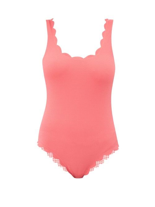Matchesfashion.com Marysia - Palm Springs Scallop Edged Swimsuit - Womens - Pink