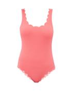 Matchesfashion.com Marysia - Palm Springs Scallop Edged Swimsuit - Womens - Pink