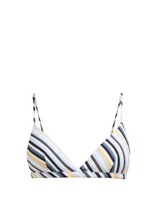 Matchesfashion.com Asceno - Striped Bikini Top - Womens - Blue Stripe