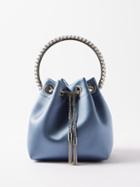 Jimmy Choo - Bon Bon Cyrstal-handle Satin Clutch Bag - Womens - Light Blue