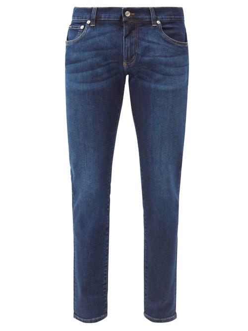 Matchesfashion.com Dolce & Gabbana - Washed Cotton-blend Slim-leg Jeans - Mens - Blue