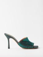 Bottega Veneta - Stretch Crystal-embellished Silk Mules - Womens - Emerald