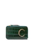 Matchesfashion.com Chlo - Crocodile Embossed Leather Cardholder - Womens - Dark Green