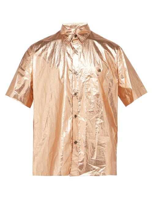 Matchesfashion.com Isabel Marant - Shinny Foiled Cotton Shirt - Mens - Pink Gold