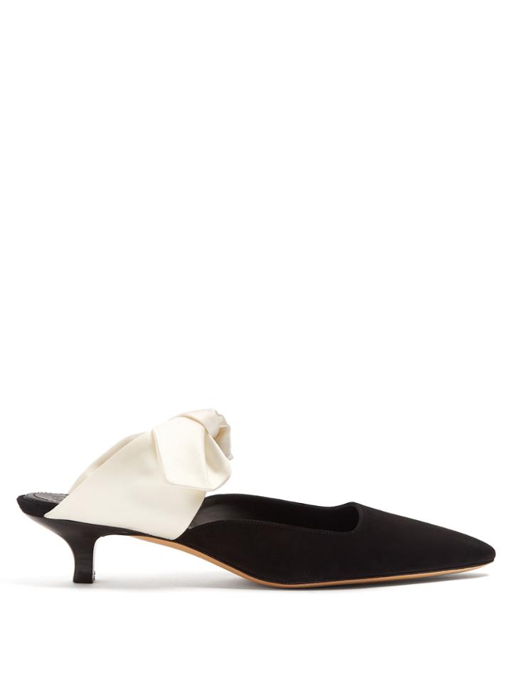 The Row Coco Satin-bow Suede Mules