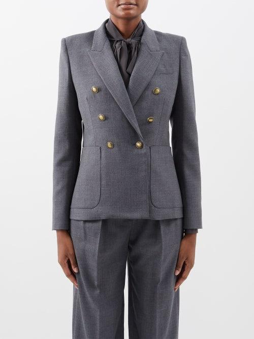 Nili Lotan - Nathalia Double-breasted Wool-twill Jacket - Womens - Charcoal