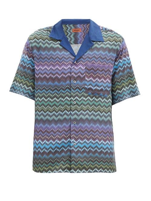 Matchesfashion.com Missoni - Zigzag-print Twill Shirt - Mens - Blue Multi