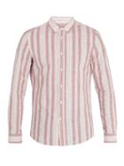 Matchesfashion.com Brunello Cucinelli - Striped Cotton Blend Shirt - Mens - Red White