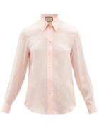 Gucci - Gg-jacquard Silk-crepe Shirt - Womens - Light Pink