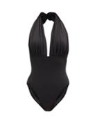 Matchesfashion.com Norma Kamali - Halterneck Low-back Swimsuit - Womens - Black