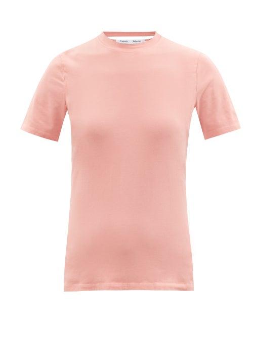 Proenza Schouler White Label - Cutout Logo-print Cotton-blend Jersey T-shirt - Womens - Light Pink