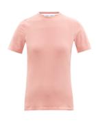 Proenza Schouler White Label - Cutout Logo-print Cotton-blend Jersey T-shirt - Womens - Light Pink