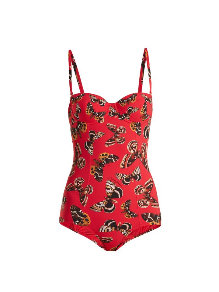 Dolce & Gabbana Butterfly-print Balconette Swimsuit