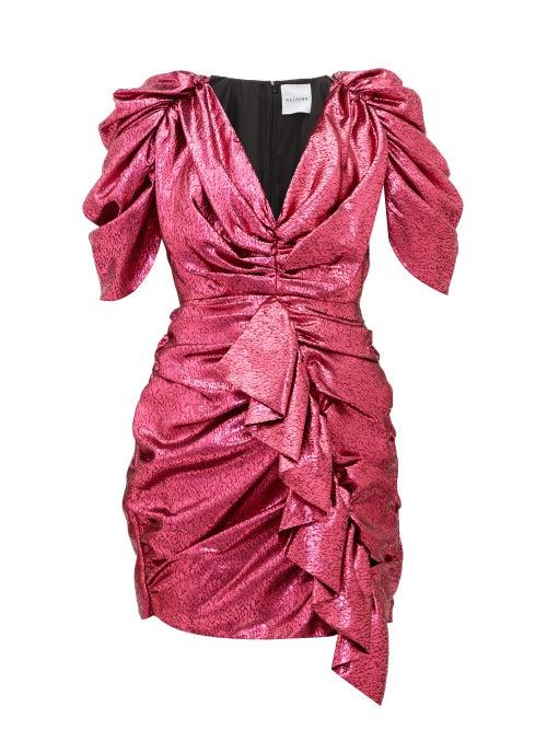 Matchesfashion.com Halpern - Ruffled Devor-lam Mini Dress - Womens - Fuchsia