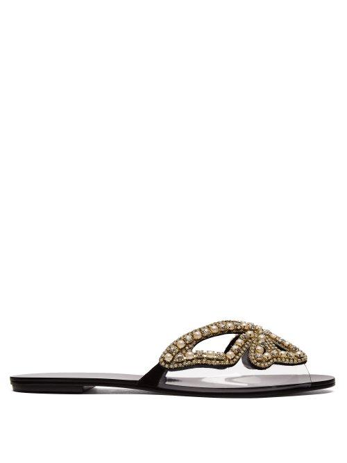 Matchesfashion.com Sophia Webster - Madame Butterfly Embellished Slides - Womens - Black Multi