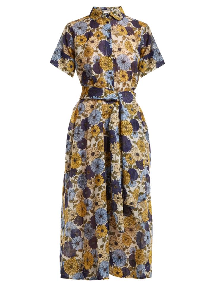 Lisa Marie Fernandez Floral-print Short-sleeved Cotton Dress