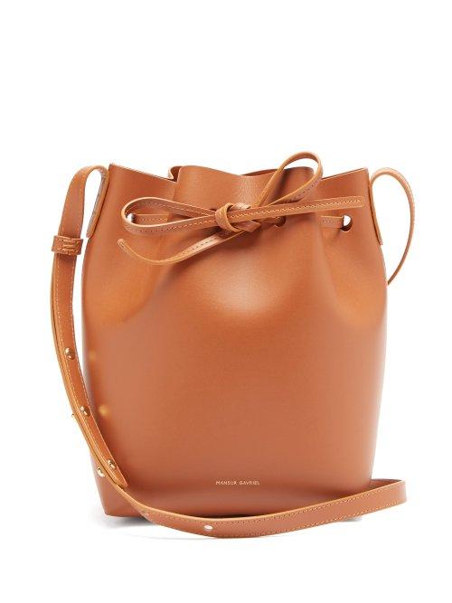 Matchesfashion.com Mansur Gavriel - Mini Leather Bucket Bag - Womens - Tan