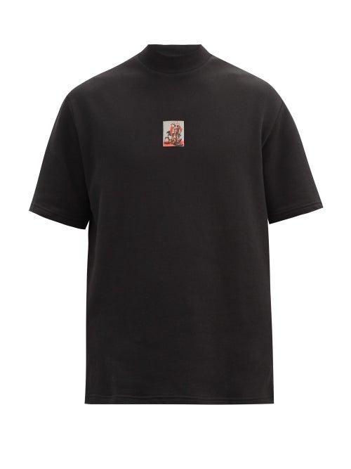 Matchesfashion.com Boramy Viguier - Tarot-patch Cotton-jersey T-shirt - Mens - Black