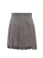 Matchesfashion.com Thom Browne - Pleated Wool Twill Mini Skirt - Womens - Grey Multi