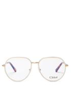 Matchesfashion.com Chlo - Filligree-engraved Metal Aviator Glasses - Womens - Gold