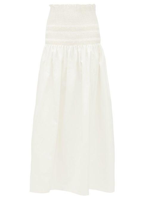 Matchesfashion.com Sir - Arlo Smocked Cotton-twill Midi Skirt - Womens - Ivory