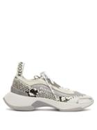Matchesfashion.com Palm Angels - Recovery Snake Effect Leather And Mesh Trainers - Mens - Silver Multi