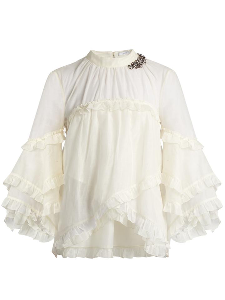 Erdem Rexana Ruffled Cotton-blend Top