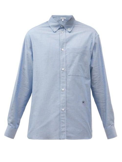 Matchesfashion.com Loewe - Anagram-embroidered Cotton-chambray Shirt - Mens - Blue