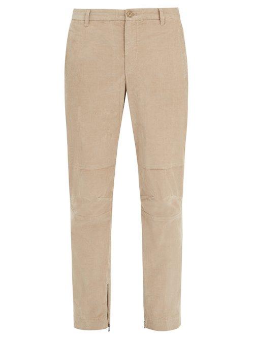 Matchesfashion.com Atm - Zipped Hem Slim Leg Corduroy Trousers - Mens - Beige