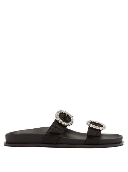 Matchesfashion.com The Attico - Olga Crystal Embellished Taffeta Strap Sandals - Womens - Black