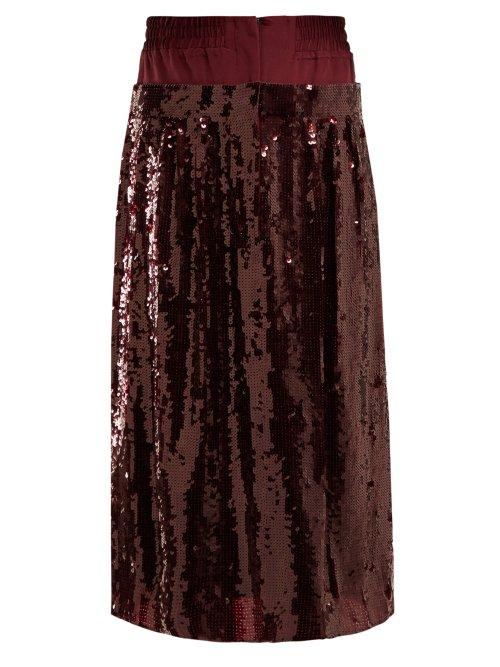 Matchesfashion.com Tibi - Sequin Embellished Silk Skirt - Womens - Burgundy