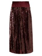 Matchesfashion.com Tibi - Sequin Embellished Silk Skirt - Womens - Burgundy