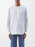 Wales Bonner - Tabla Pinstriped Cotton Shirt - Mens - Light Blue