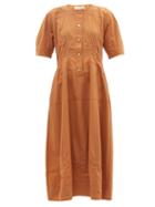 Ladies Rtw Lee Mathews - Cecile Recycled-fibre Poplin Midi Dress - Womens - Copper
