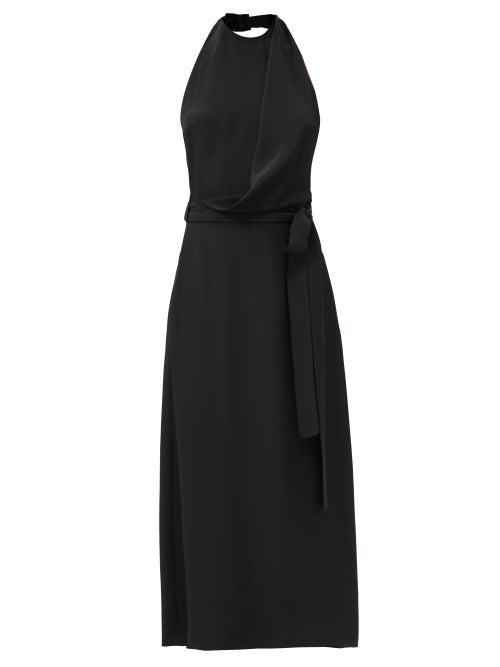 Matchesfashion.com Raey - Halter-neck Draped-front Wraparound Silk Dress - Womens - Black
