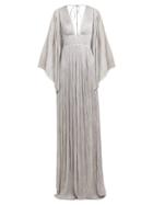 Matchesfashion.com Maria Lucia Hohan - Zakiya Front Slit Pleated Gown - Womens - Silver