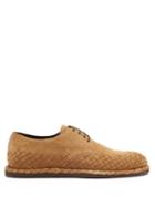 Matchesfashion.com Bottega Veneta - Intrecciato Suede Derby Shoes - Mens - Camel